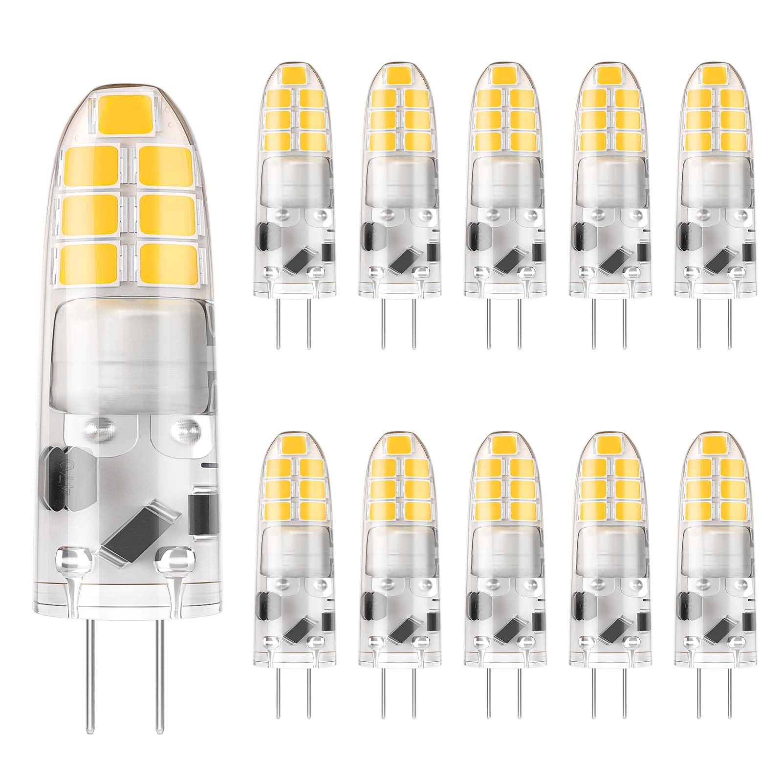 DiCUNO G4 LED Bulb 12V, JC Bi-Pin Base Light Bulbs 2W, Natural White 4000K, T3 Halogen Replacement 20W LED for Landscape Light, Under Cabinet, Chandelier, Non-dimmable, Pack of 10