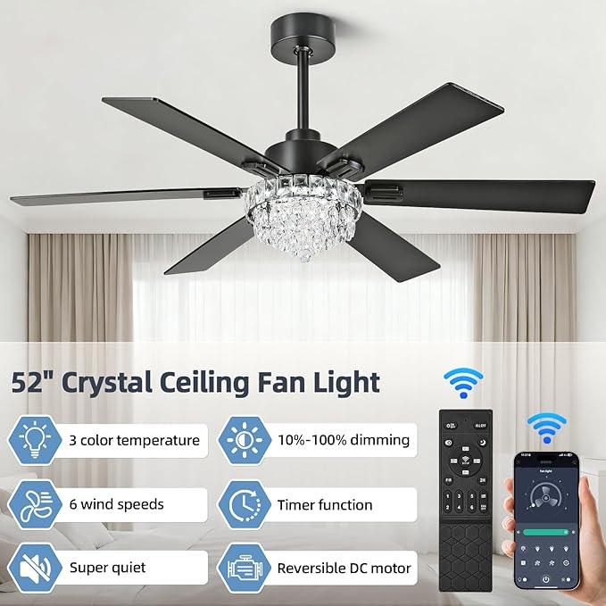 Ventilador de Techo 52 Pulgadas Con Luz y Control Remoto 6 V miniatura 3