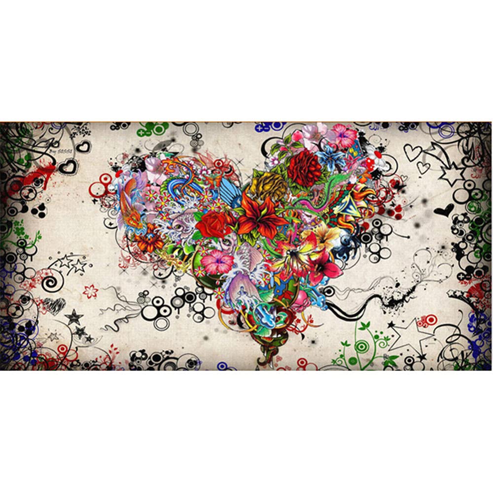 Peinture Diamant 5D Grand Format 40x50cm - L'Amour Et Les Fleurs DIY Cristal