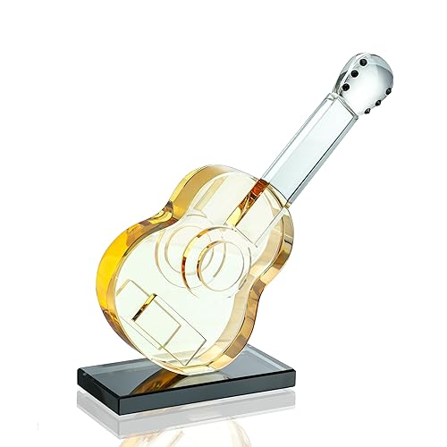 QFkris 6'' Crystal Guitar Figurines Collectibles Blown Glass Art Musical