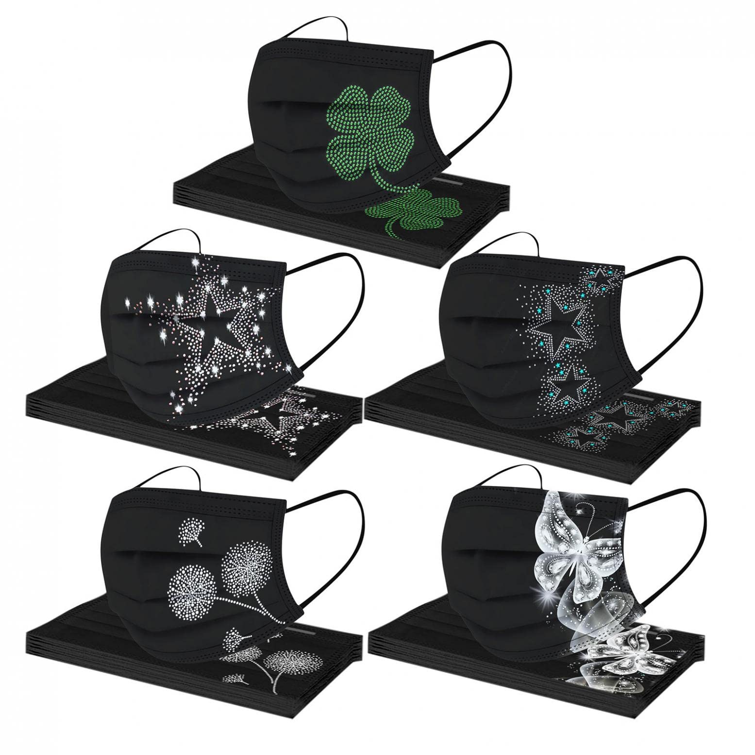 CHENSENValentine's Day 50 Pcs Disposable Face_Mask Breathable 3-Ply Earloops Mask Protective Safety Masks for Adults