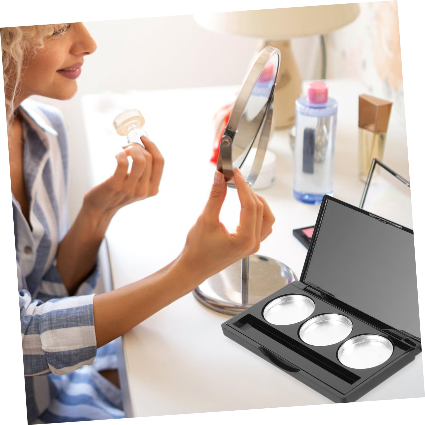 Ipetboom 1Set Matte Eyeshadow Palette with Mirror Includes Pans and Double Sided Adhesive for Cosmetics Storage and Makeup