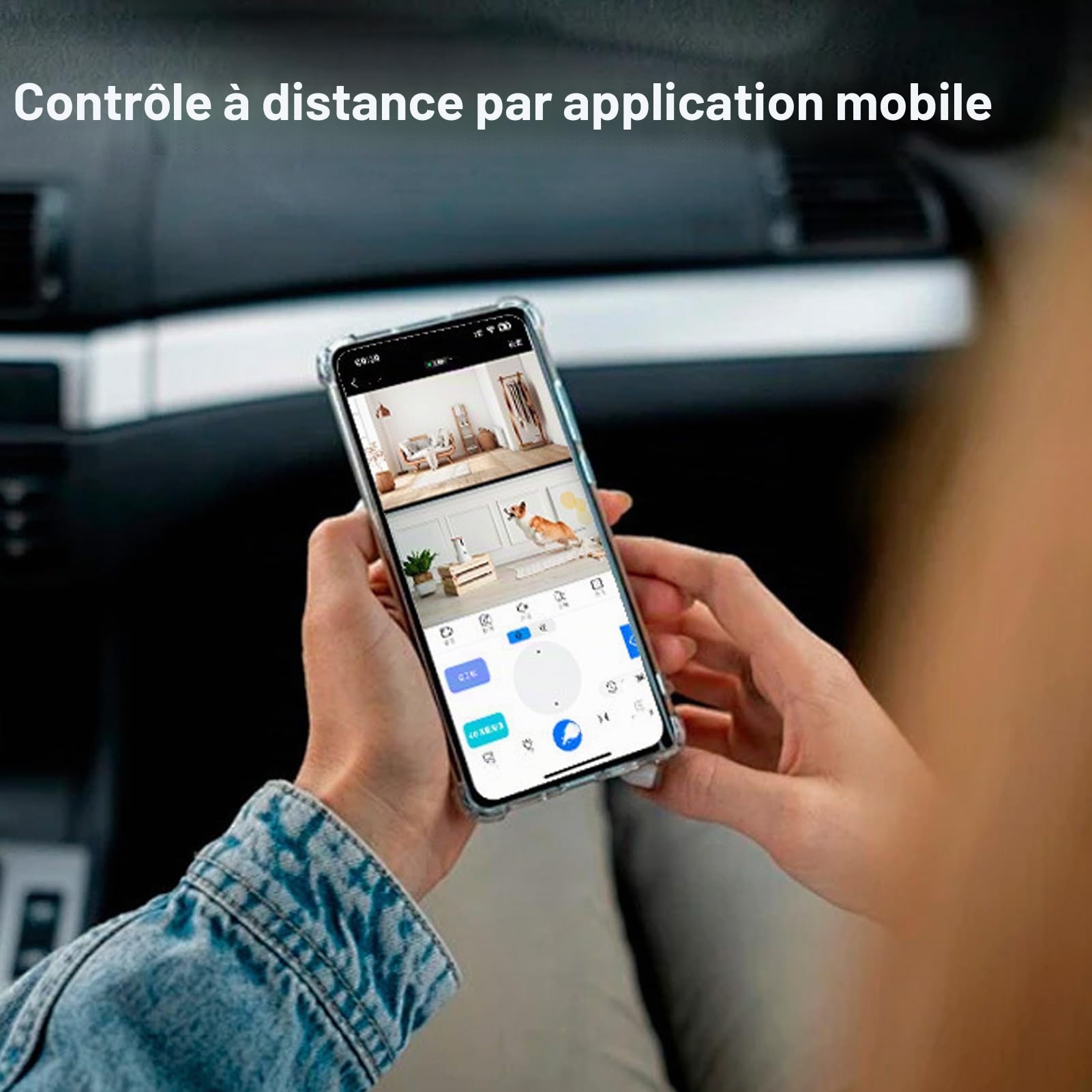 Robot de Caméra 1080p 2MP, Caméra pour Animaux de Compagnie Mobile Intérieure avec Application de Téléphone, Conversation Bidirectionnelle, pour Chiens de Chats