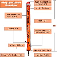 Vista 5 de Boya marcador de superficie SMB, tubo de señal de buceo inflable de alta visibilidad con tira reflectante, superficie de salchicha de seguridad