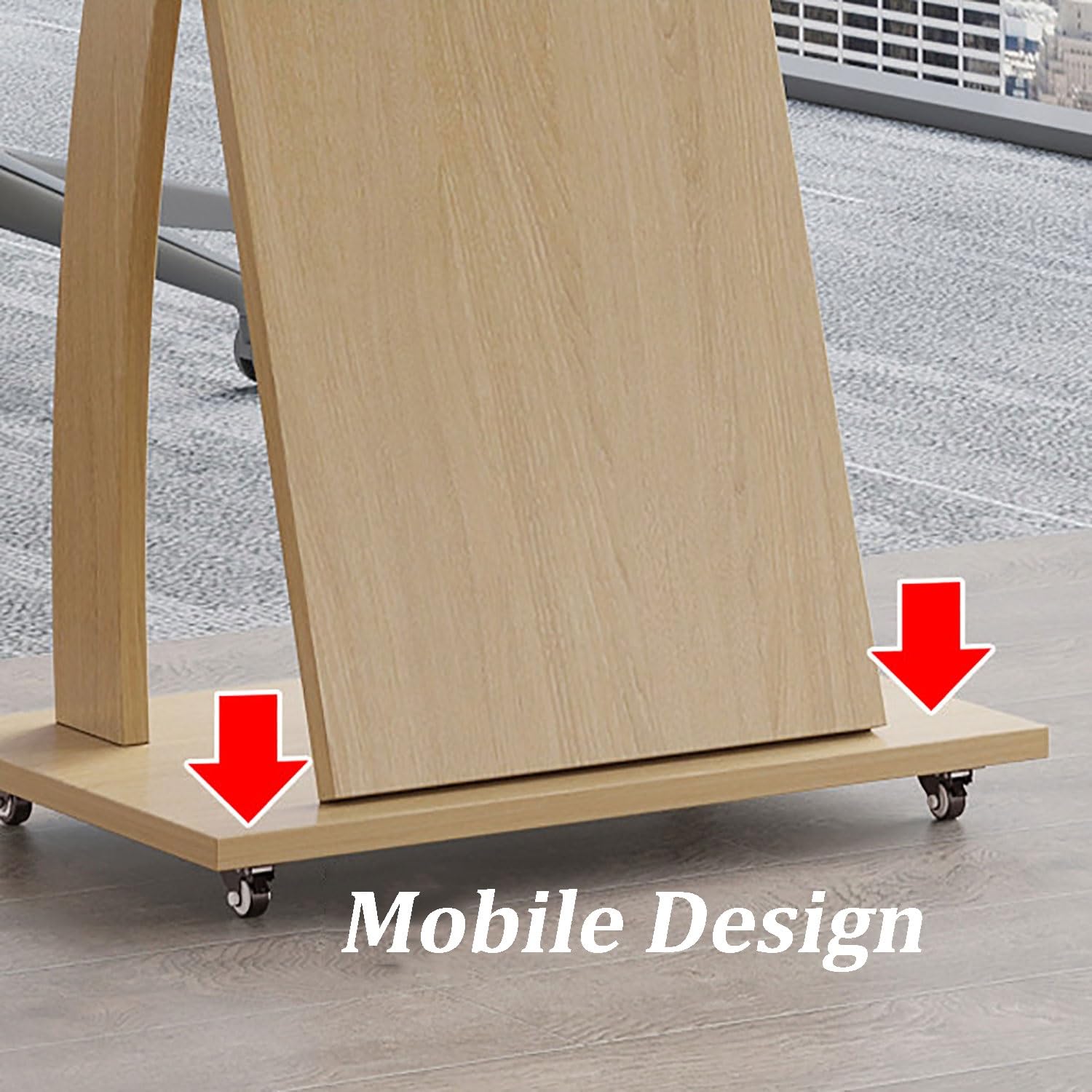 Mobiles Rednerpult aus Holz Modernes Rednerpult mit Rollen Einfacher Aufbau Geeignet for Büros, Kirchen, Klassenzimmer, Konferenzräume(Beige)