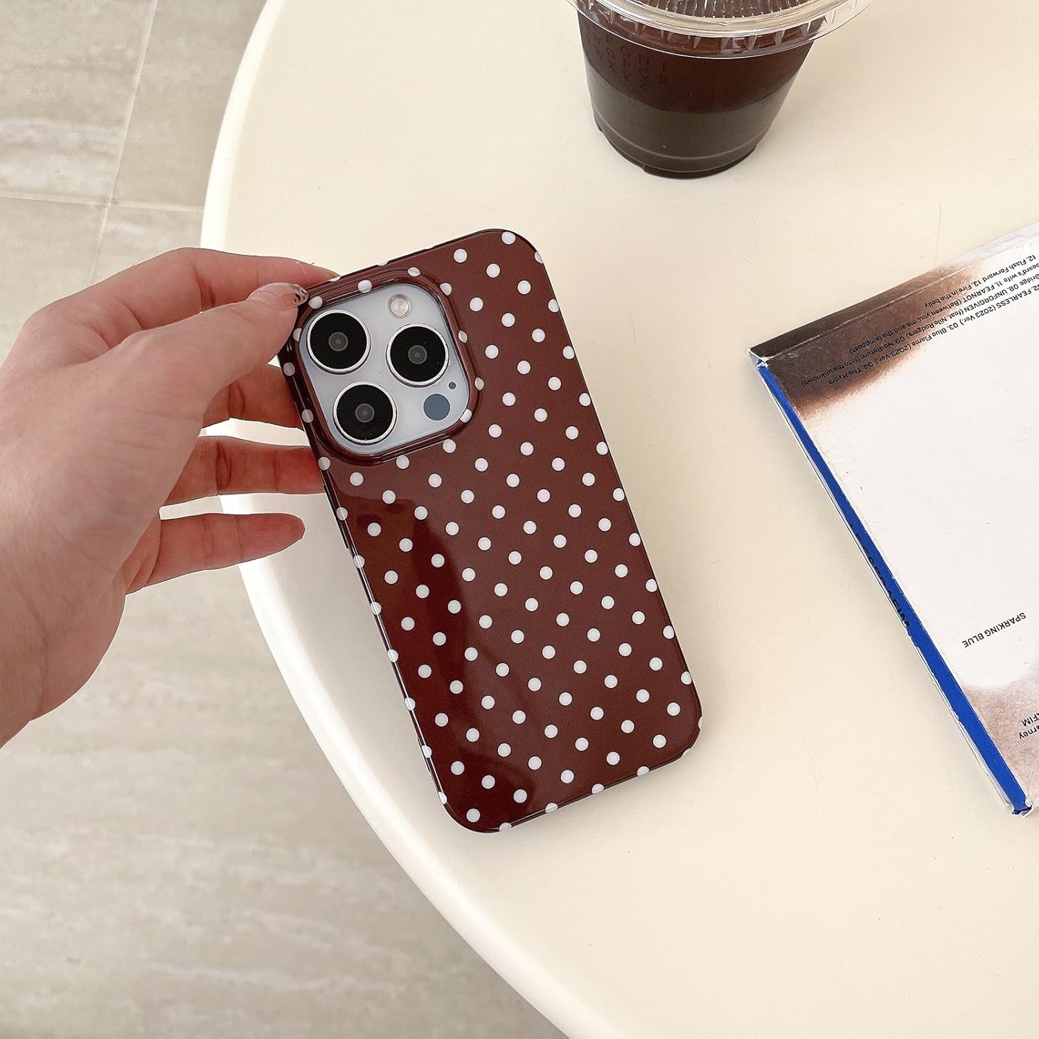Brown Polka Dot Phone Case for iPhone 14 Pro 6.1 inch,Vintage Cute Aeshtetic Trendy Boho Pattern Classic Elegant Minimalist Chic Slim Soft Protective Cover for Girls Women - Image 4