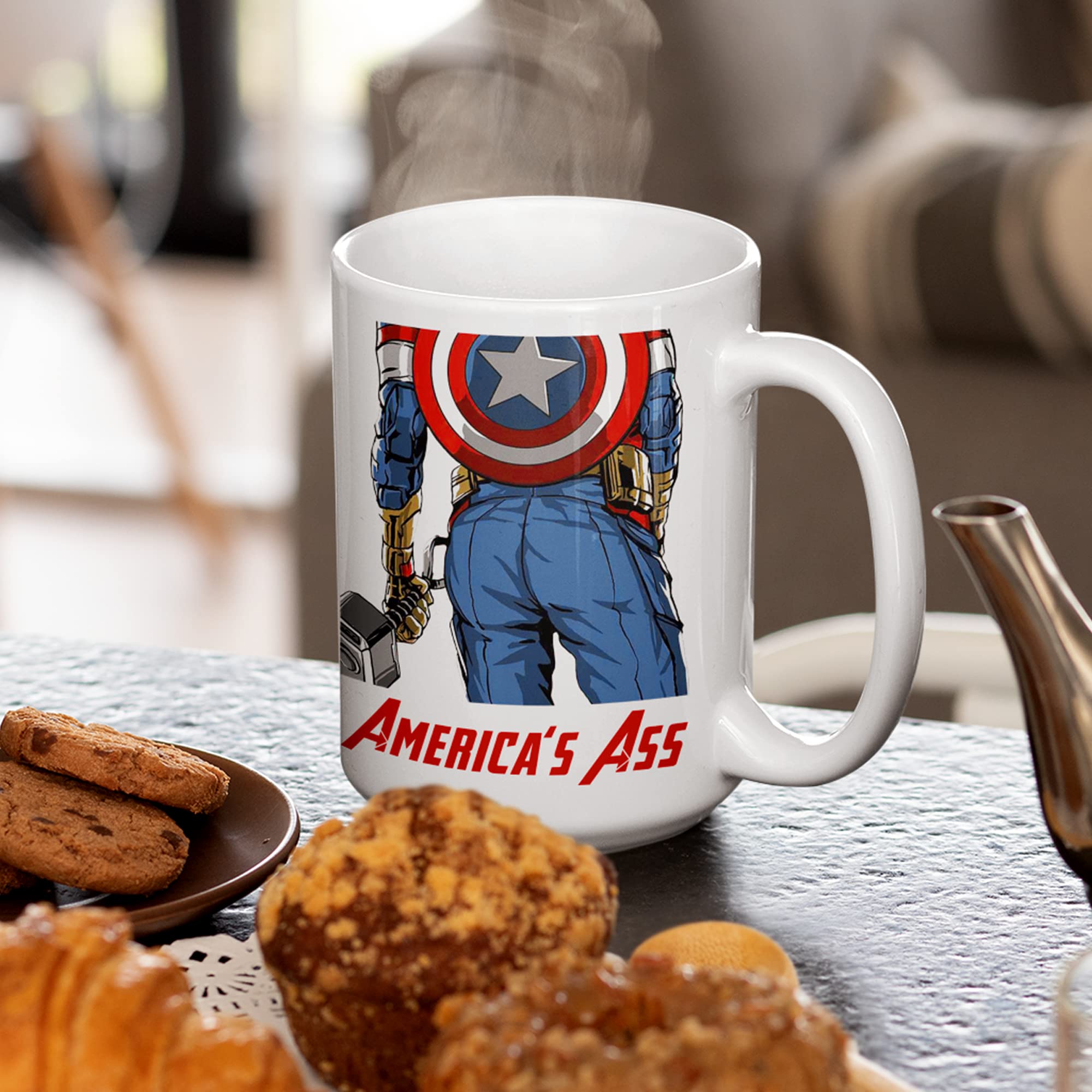 Amazon.com: Switzer Kreations Americas Ass Mug, Cheeky Humor Design,  Novelty Gift for Comic Fans, Funny Superhero Gift, American Hero, Funny Butt  Design Humor, Ceramic Coffee Cup White (15 Ounces) : Home &