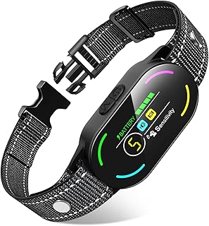 Dog Bark Collar, Rechargeable Smart Collar, with 4 Adjustable Modes Beep Vibration and 5 Adjustable Sensitivities, Bark Collar for Large Medium Small Dogs (Black)