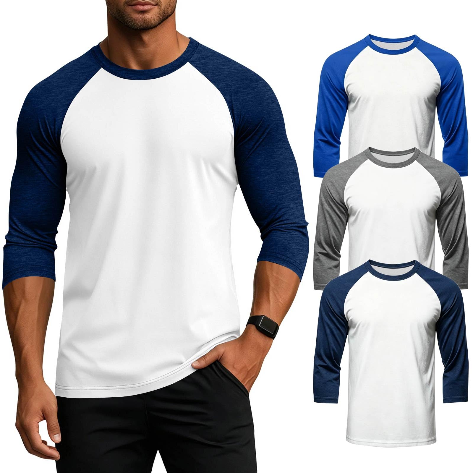 3er Pack Dreiviertelarm Raglan Shirt Herren Urban Classics Sport T-Shirts
