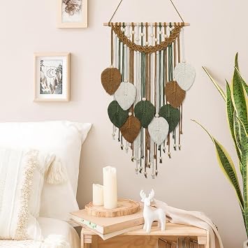 Macrame Wall Hanging Boho Leaves Woven Tapestry Bohemian Chic Home Decor