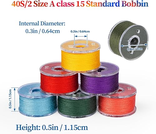 Miniatura 3 de ilauke 50 bobinas de hilo de coser con estuche, tamaño A Class15 bobinas de coser preenrolladas para máquina de coser, hilos de coser de poliéster