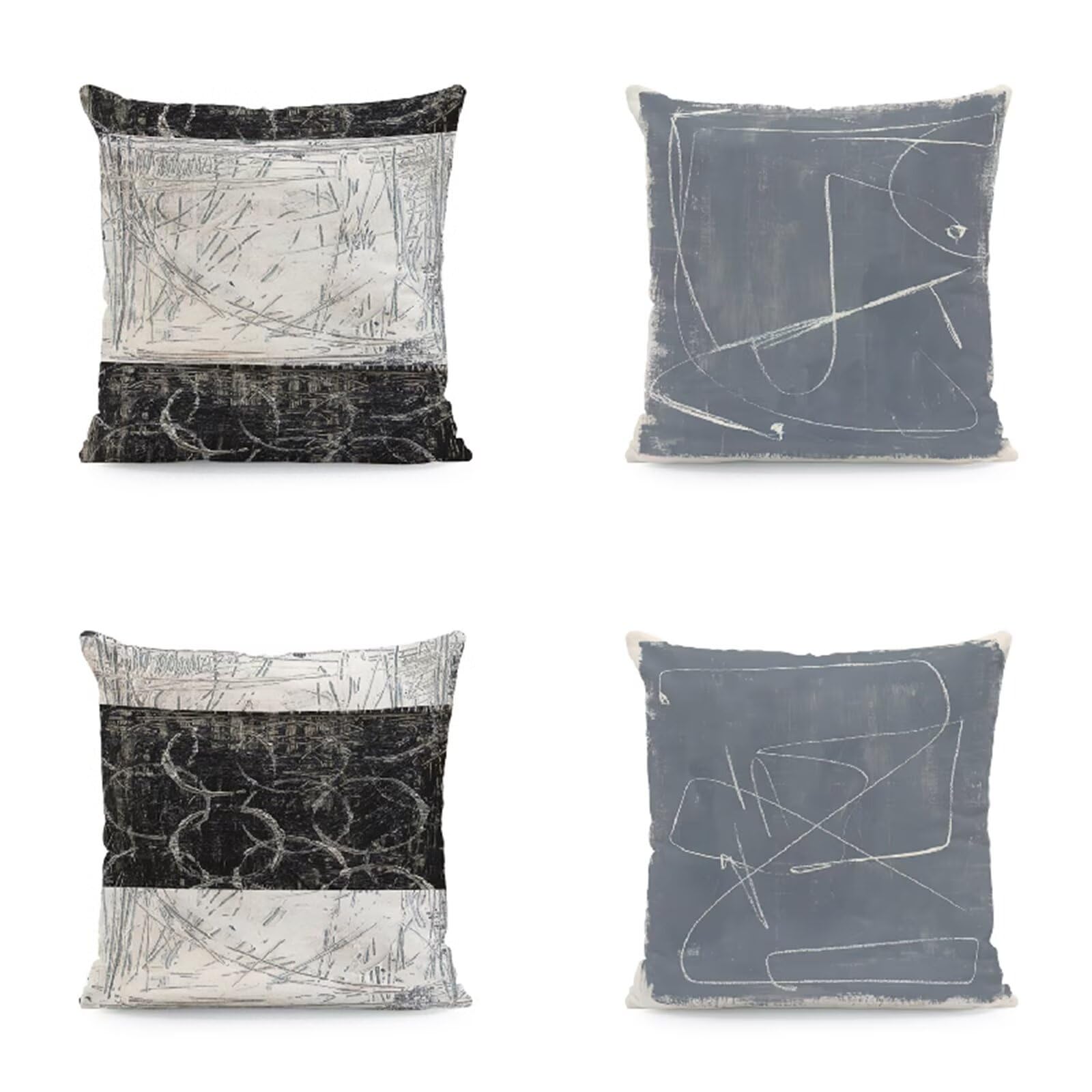 Fundas Cojines 60x60cm, 4 Piezas Patrón Gris Fundas Cojines Sofa Decoracion, Plaza Doble Cara Lino Funda Cojines Decorativos para Sala Sofá Estar Dormitorio Regalo, con Cremallera Oculta R-2181
