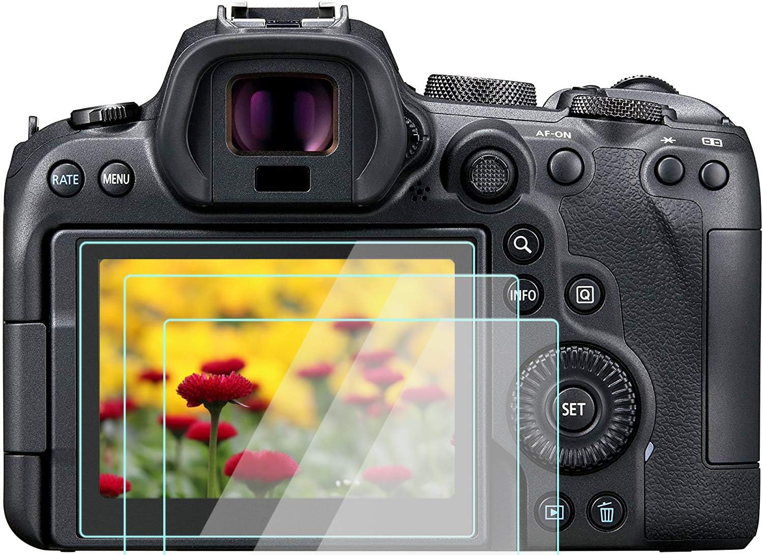 2 Pack Screen Protector Compatible with Canon EOS R7/EOS R6 R6II Digital Camera Ultra-Thin Anti-Fingerprint Anti-Scratch 9H Hardness 2.5D Rounded Edges Tempered Glass Protector