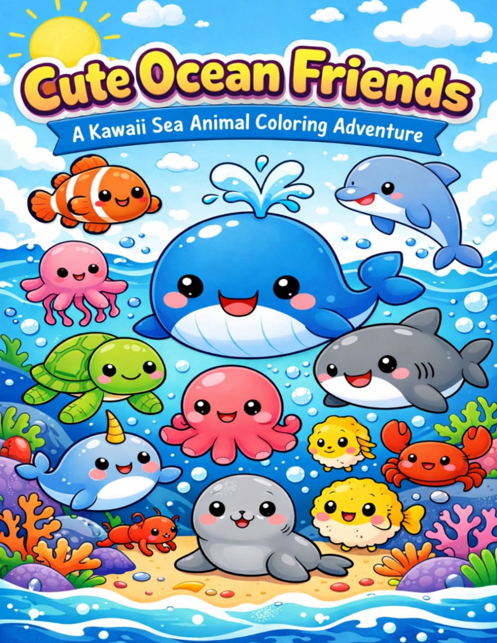 Ocean Friends: A Toddler's First Undersea Adventure: Easy-to-Color Sea Creatures for Kids Ages 1-4 | Bold Lines & Simple Shapes of Sharks, Whales, Turtles, and Fish to Boost Fine Motor Skills