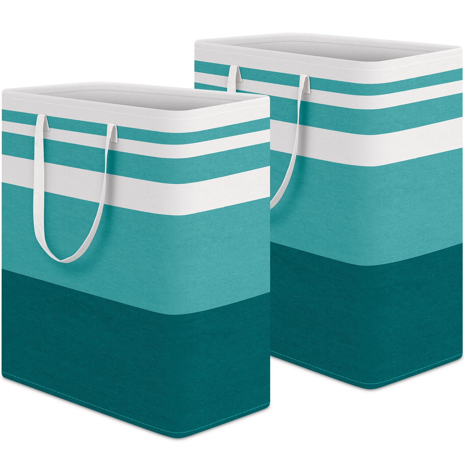 HomeHacks 2-Pack Large Laundry Basket, Waterproof, Freestanding Laundry Hamper, Collapsible Tall Clothes Hamper with Extended Handles for Clothes Toys in the Dorm and Family (Green, 100L)