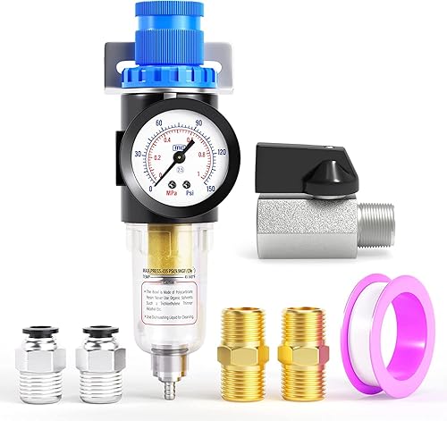 TAILONZ PNEUMATIC Kit regulador de presión de filtro de aire NPT AFR2000 de 14 pulgadas (0 a 145 psi), filtro de compresor de herramientas de aire