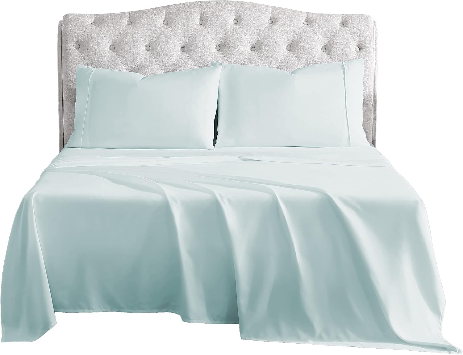 AEROSOFT Twin Size Sheets Set for Kids - Soft 1800 Bedding Microfiber Bedsheets Set Includes Fitted Sheet, Flat Sheet and Pillowcase - Spa Blue