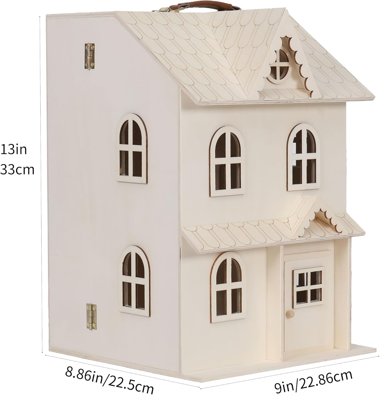 Make Market Dollhouse, Unfinished Two-Story Hinged Wood Craft Kit, Natural, 9" x 13", 1-Pack