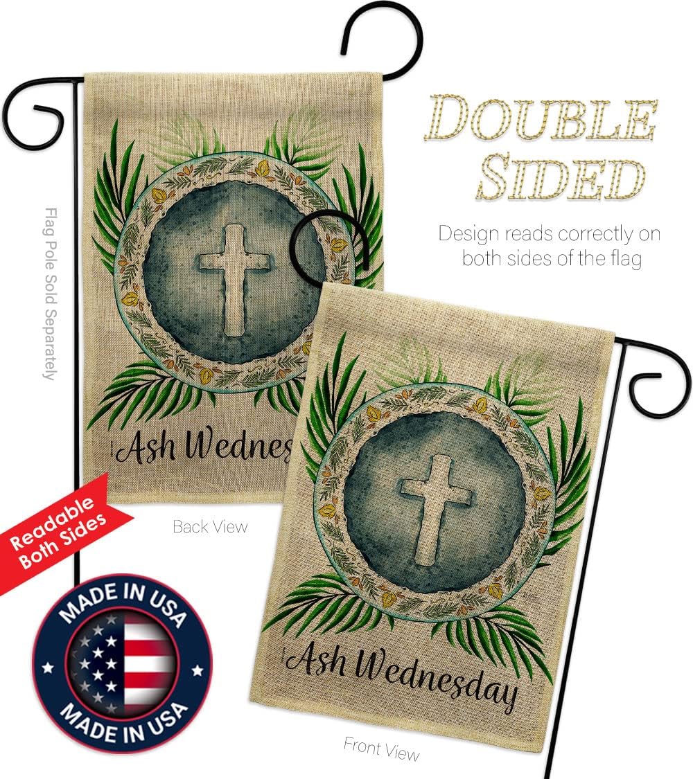 Breeze Decor Holy Ash Wednesday Burlap Garden Flag Religious Faith Hope Grace Peace Dove Christian Religion Easter House Decoration Banner Small Yard Gift Double-Sided, Made in USA