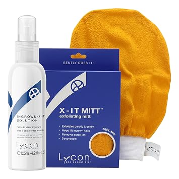 Ingrown-X-It Post Waxing Care Kit - Ingrown Hair Remover Treatment - Includes 125ml Ingrown Hair Solution and Exfoliating Mitt - Ingrown Hair and Razor Bump Treatment