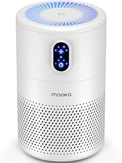 MOOKA B-D02L H13 True HEPA Air Purifier for Large Rooms up to 1076 sq ft - Removes Smoke, Dust, Pollen, Pet Dander, Odors | Quiet 20dB, Night Light