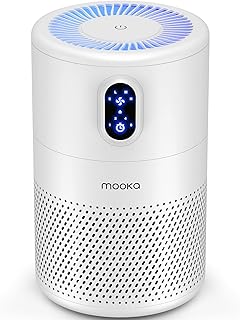 MOOKA Air Purifiers for Home Large Room up to 1076 ft², H13 True HEPA Air Filter Cleaner, Odor Eliminator, Remove Smoke Dust Pollen Pet Dander, Night Light(Available for California)