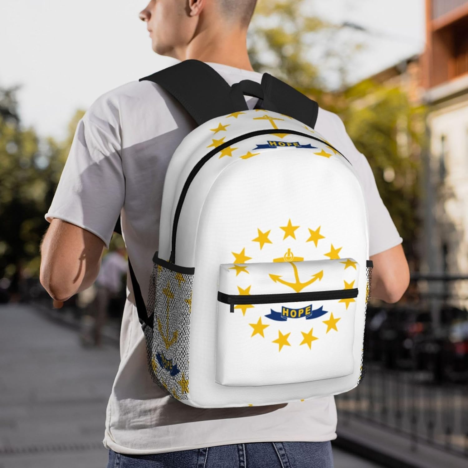 Rhode Island State Flag College Backpacks,Backpacks With Pockets, Lightweight Bookbag For College for Women Men