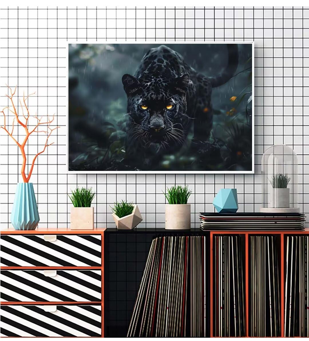 Diamond Painting Panther Tier 50x75 cm Malen Nach Zahlen Erwachsene Diamant Painting Bilder,Full Eckige Steine Diamond Painting Kinder,DIY Bastelset Diamond Painting Set Crystal Art,Wand Dekor S/870