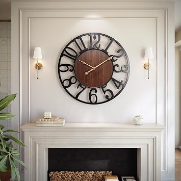 Vantic 32 Inch Large Wall Clock, Arabic Numeral Wood Oversized Wall Clock