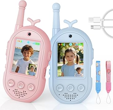Video Walkie Talkies for Kids Toys - 2 Pack Rechargeable Walkie Talkie with Camera,Long Range 2 Way Radio for Outdoor Camping Games,Christmas Birthday Gifts for Boys Girls Age 3-12(Pink+Blue)