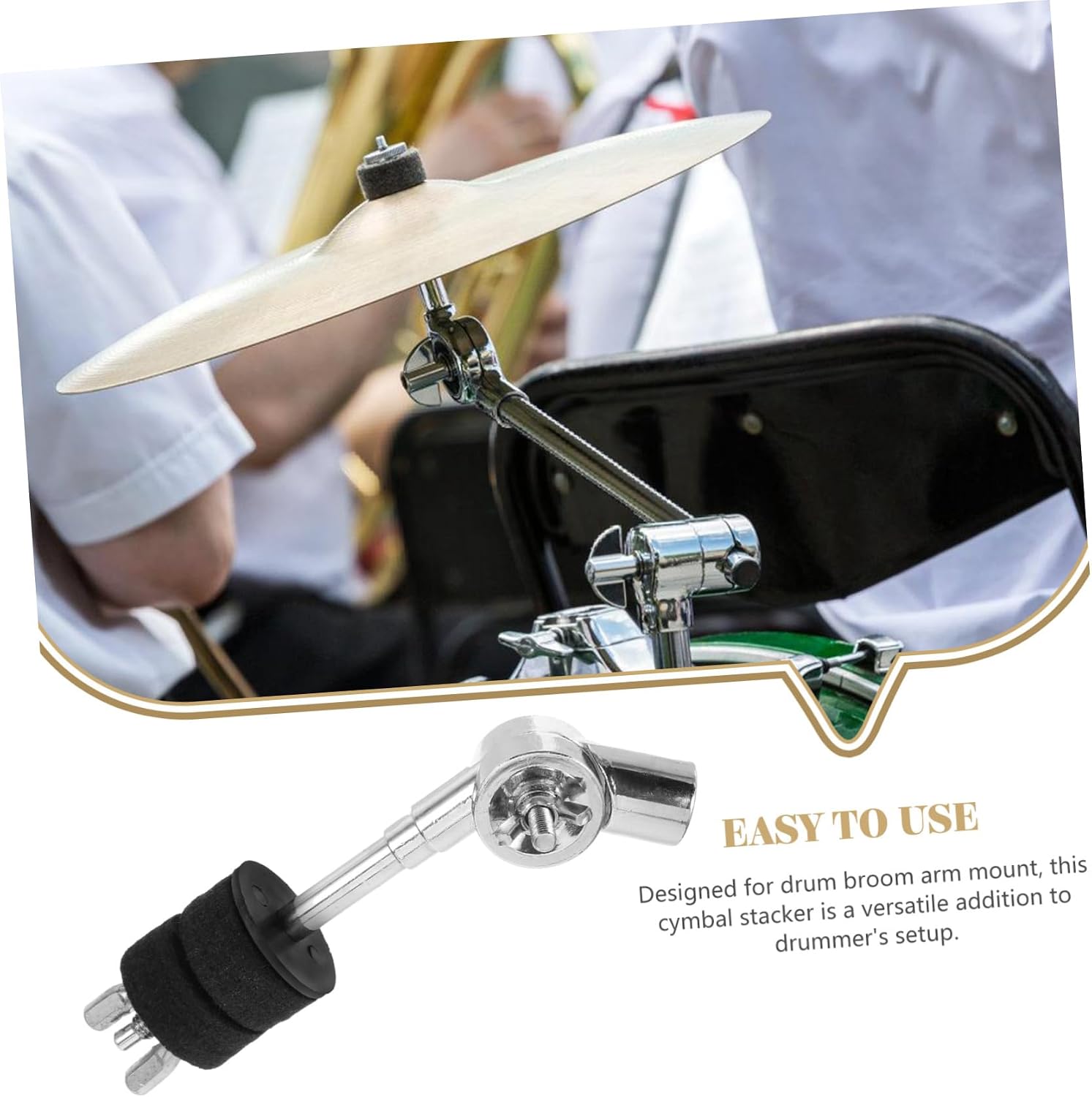 BESPORTBLE Cymbal Stacker Mount Connector Drum Hardware Boom Arm Attachment for Snare Drum