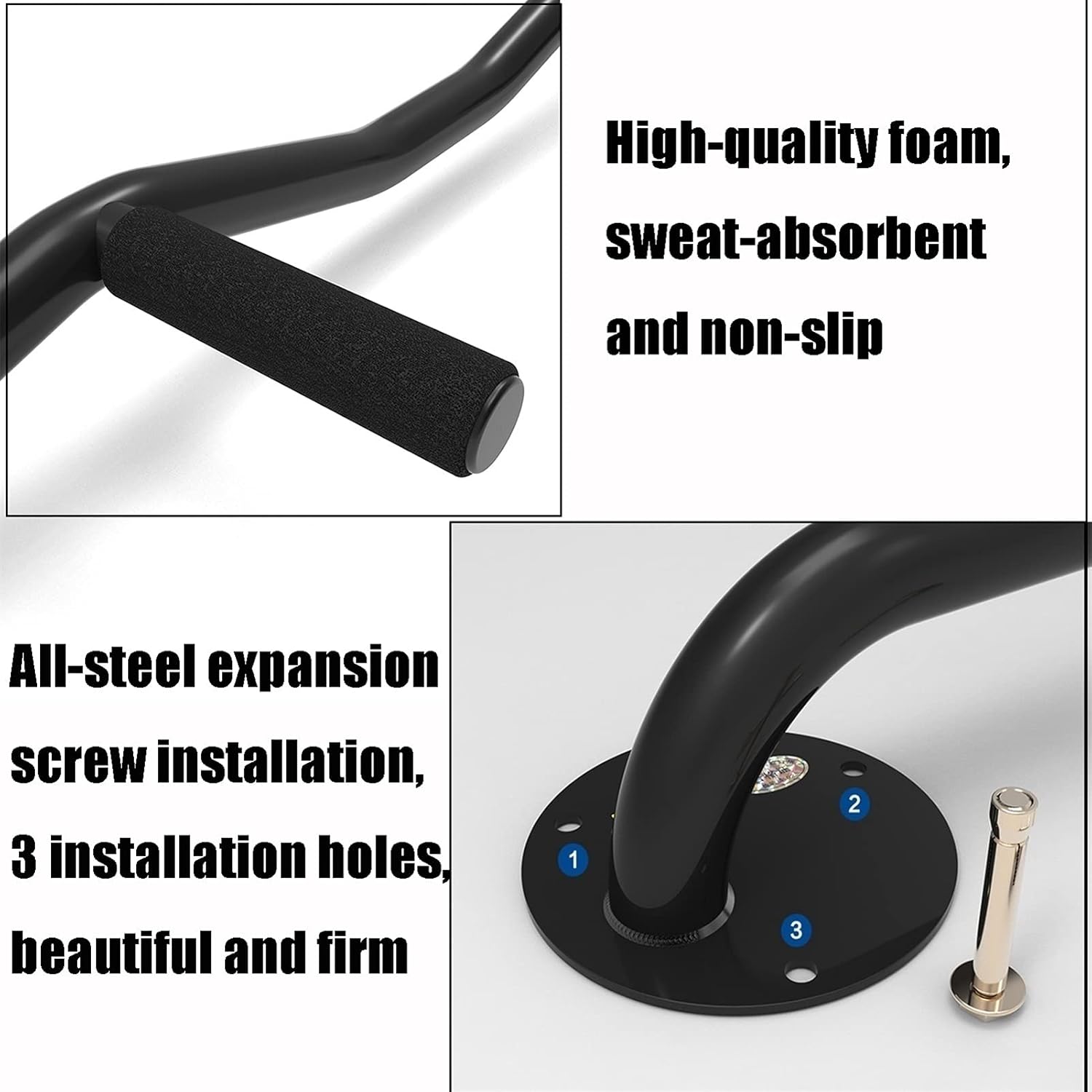 Pull-Up Bar Home Gym Pull-ups, Steel Wall Horizontal Bars, Strength Training Equipment, Can Bear 200kg (Color : Steel, Size : Style2)