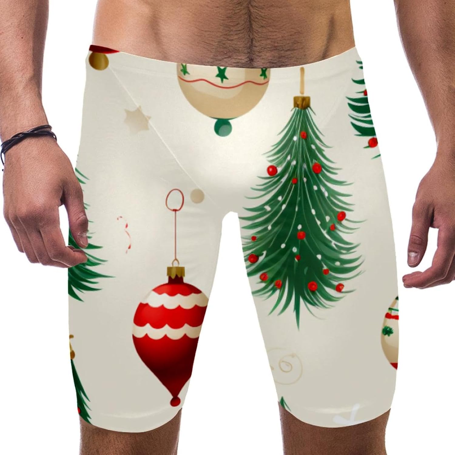 Christmas Elements Men's Swim Shorts Swimming Jammer Cool Dry Active Swimsuit Workout Shorts Sports Tights