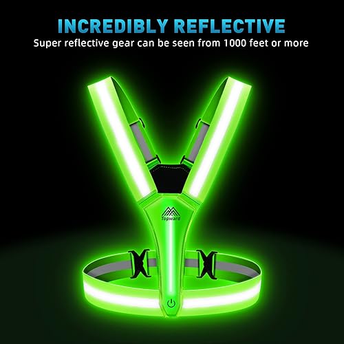 Vista 19 de Chaleco reflectante LED de seguridad, chaleco iluminado para caminar por la noche, ciclismo, chaleco de alta visibilidad para correr con tiras