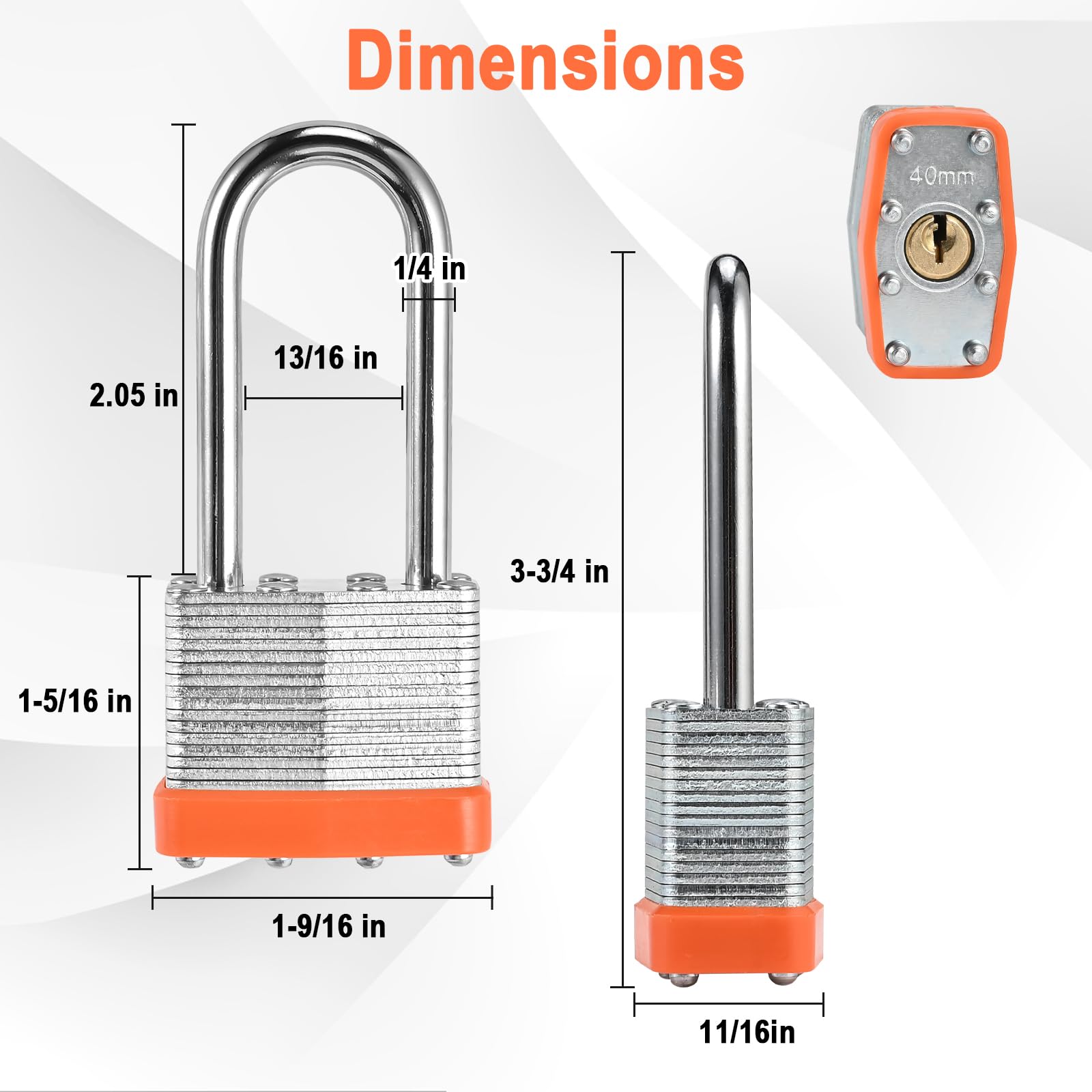 VIUIOE 12 Pcs Keyed Alike Padlocks With Keys - Long Shackle Gym Locker Lock With Keys - Laminated Pad Locks With Same Keys For Door, Luggage, Gate, Storage, Fence, Cabinet, Garage, Shed