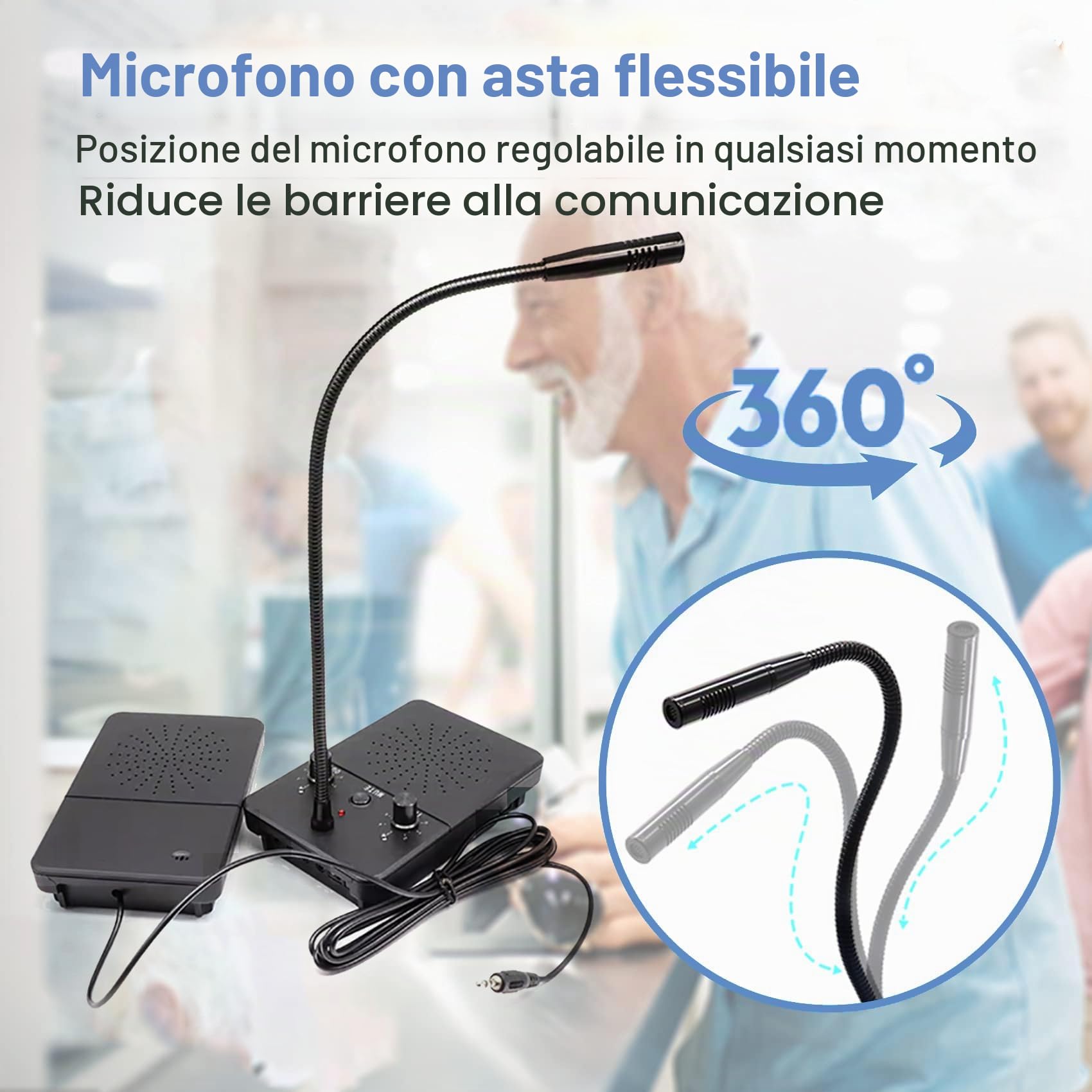 5 Watt Citofono Da Finestra, Interfono Finestra, Citofono Da Banco Bidirezionale,Microfono Interfono Ufficio,Citofono Per Ufficio,Microfono Vetro Sportello(2 Way/Funzione Silenziosa/Anti-Interferenza)