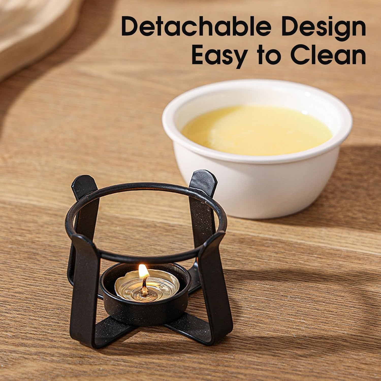 Chocolate Fondue Cup Ceramic Mini Fondue Set with 2 Dipping Forks and Metal Base for Cheese Chocolate Butter Caramel Dessert Serving
