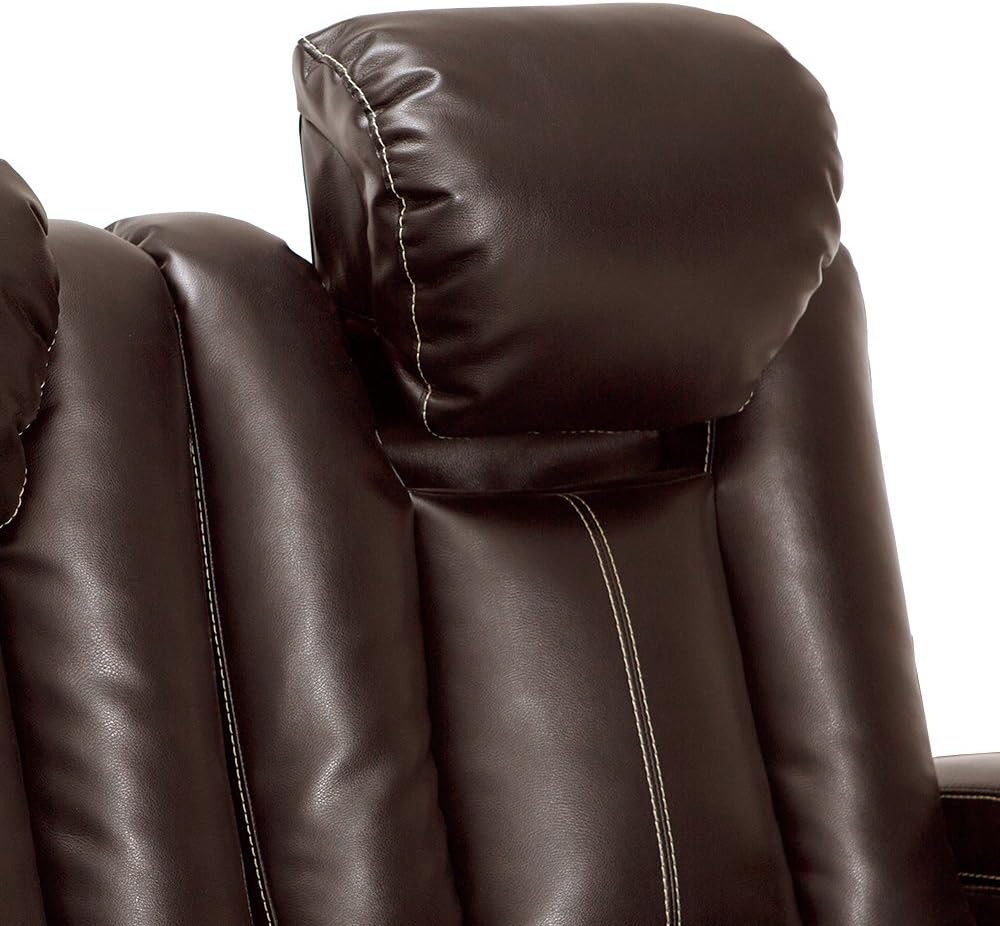 Seatcraft Omega Home Theater Seating - Leather Gel - Power Recline - Power Headrests - AC and USB Charging - Lighted Cup Holders - Fold Down Table (Sofa, Brown) : Home & Kitchen
