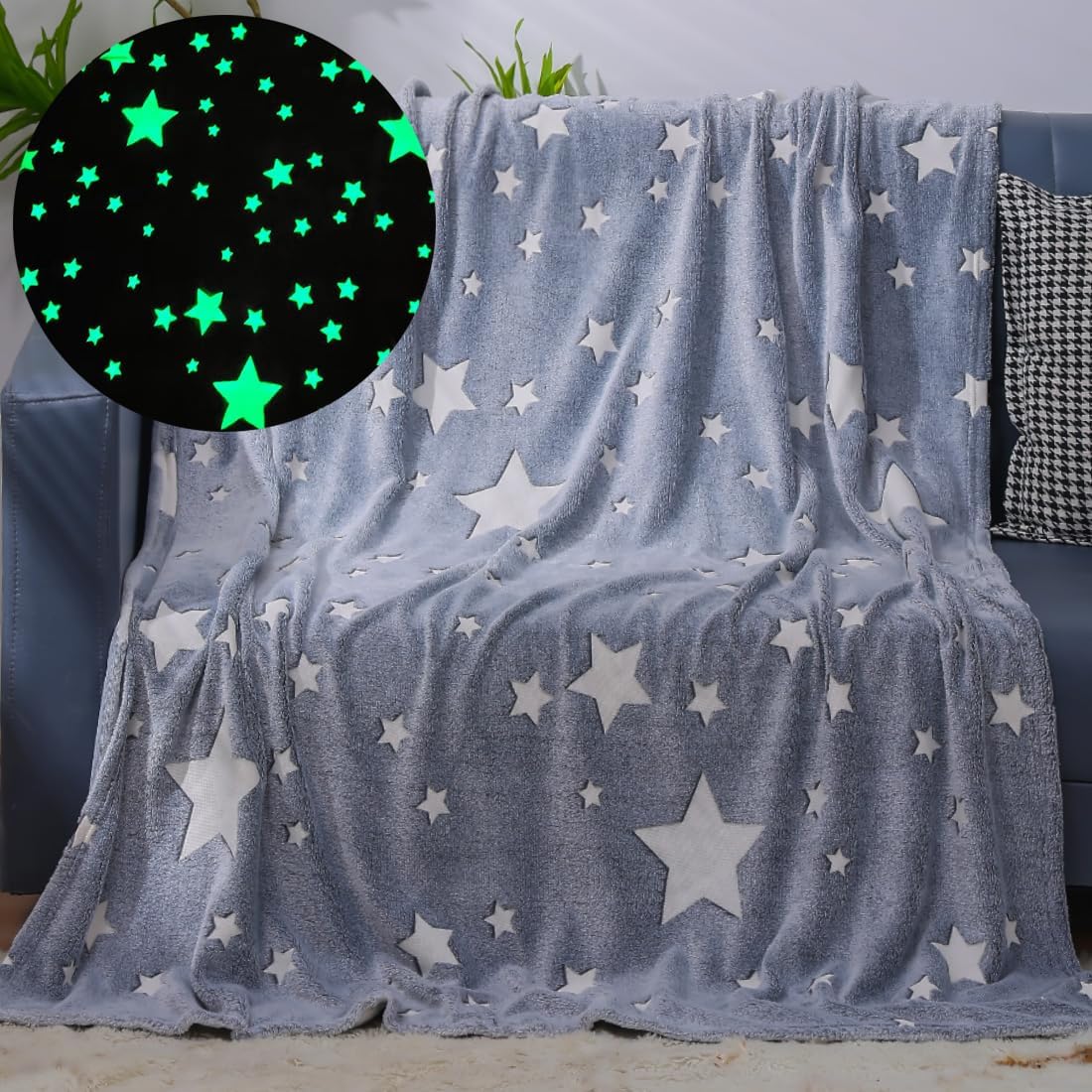 Glow in The Dark Blanket for Kids Glowing Stars Throw Interesting Gifts for Boys Girls Teens Adults Soft Cozy Blankets for Couch Sofa Bed (Star 2, 50 x 60 Inch) - Image 7