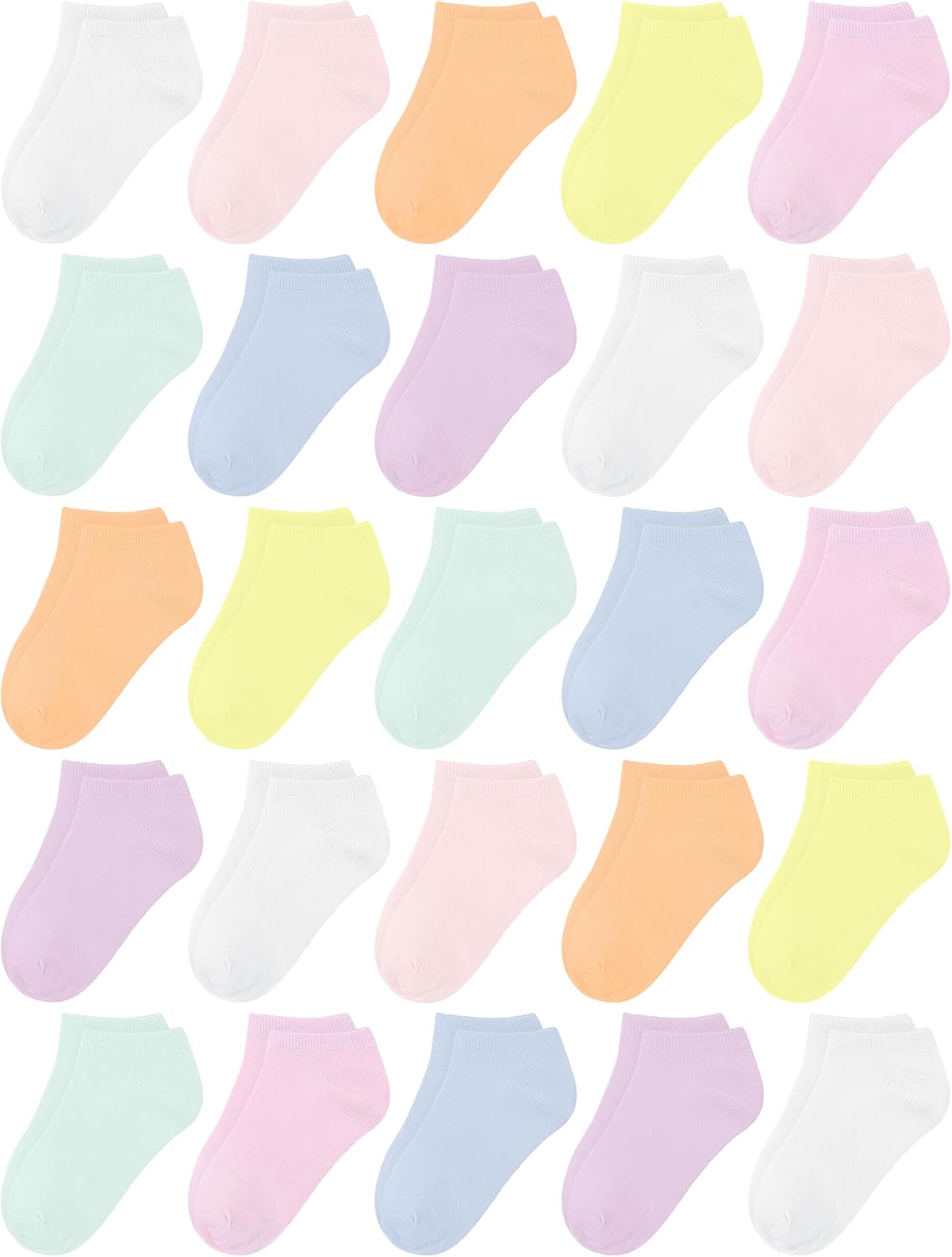Cooraby 25 Pairs Kids' Socks Low Cut Socks Half Cushion Sport Ankle Athletic Socks for Boys Girls