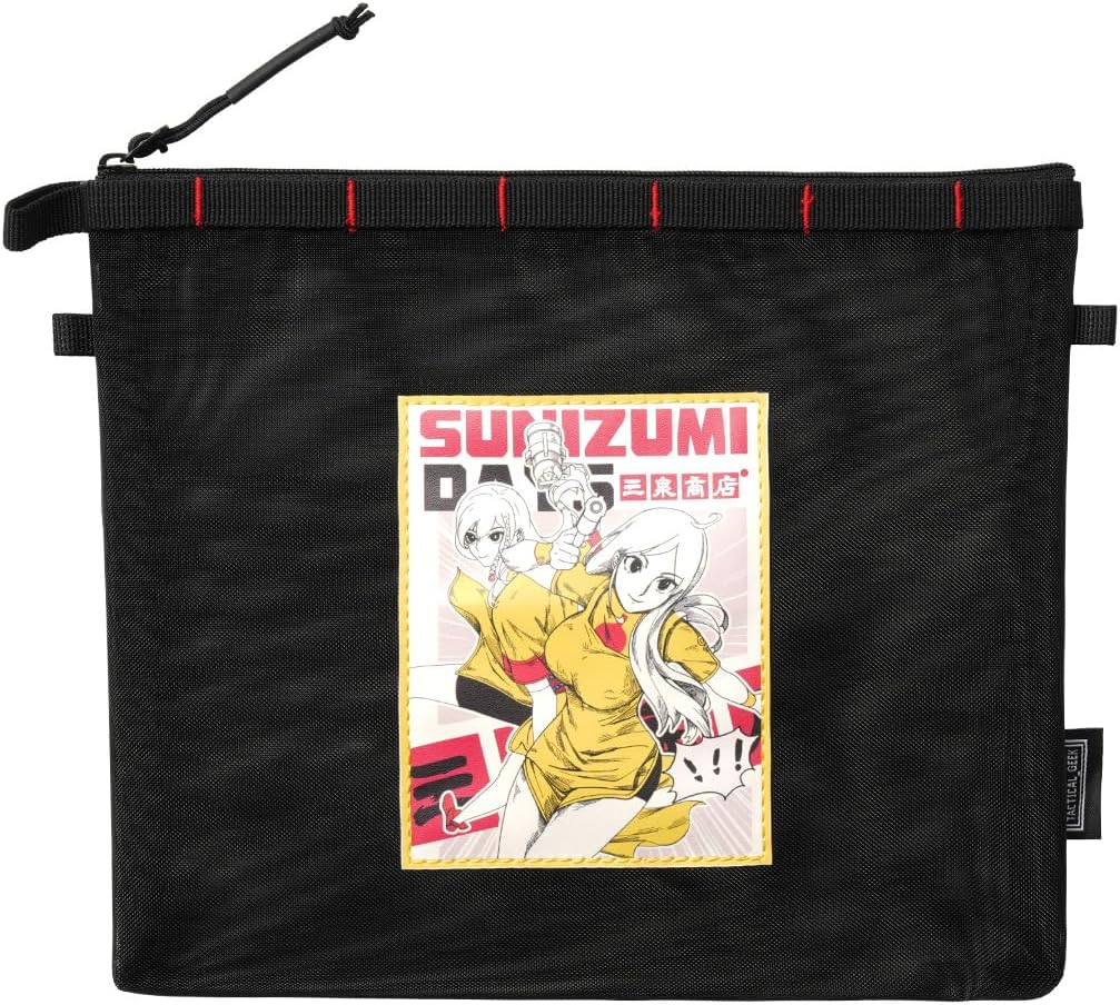 TACTICAL GEEK Storage A12 Sunizumi Shoten Collaborative EDC Organizer Pouch: Manga-Style Semi-Transparent Mesh Bag for Digital Tool Organization