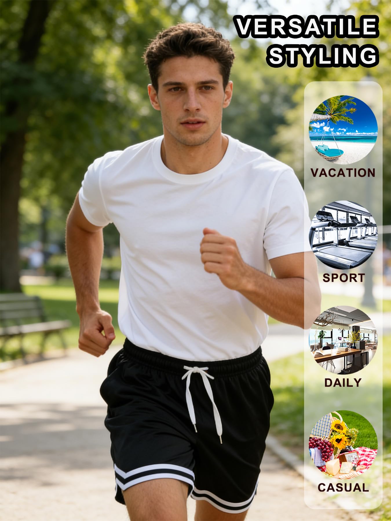 1 paquete de pantalones cortos casuales de baloncesto para hombre, pantalones cortos de secado rápido para correr, ropa de calle, pantalones cortos atléticos para gimnasio, lavables a máquina — view 6