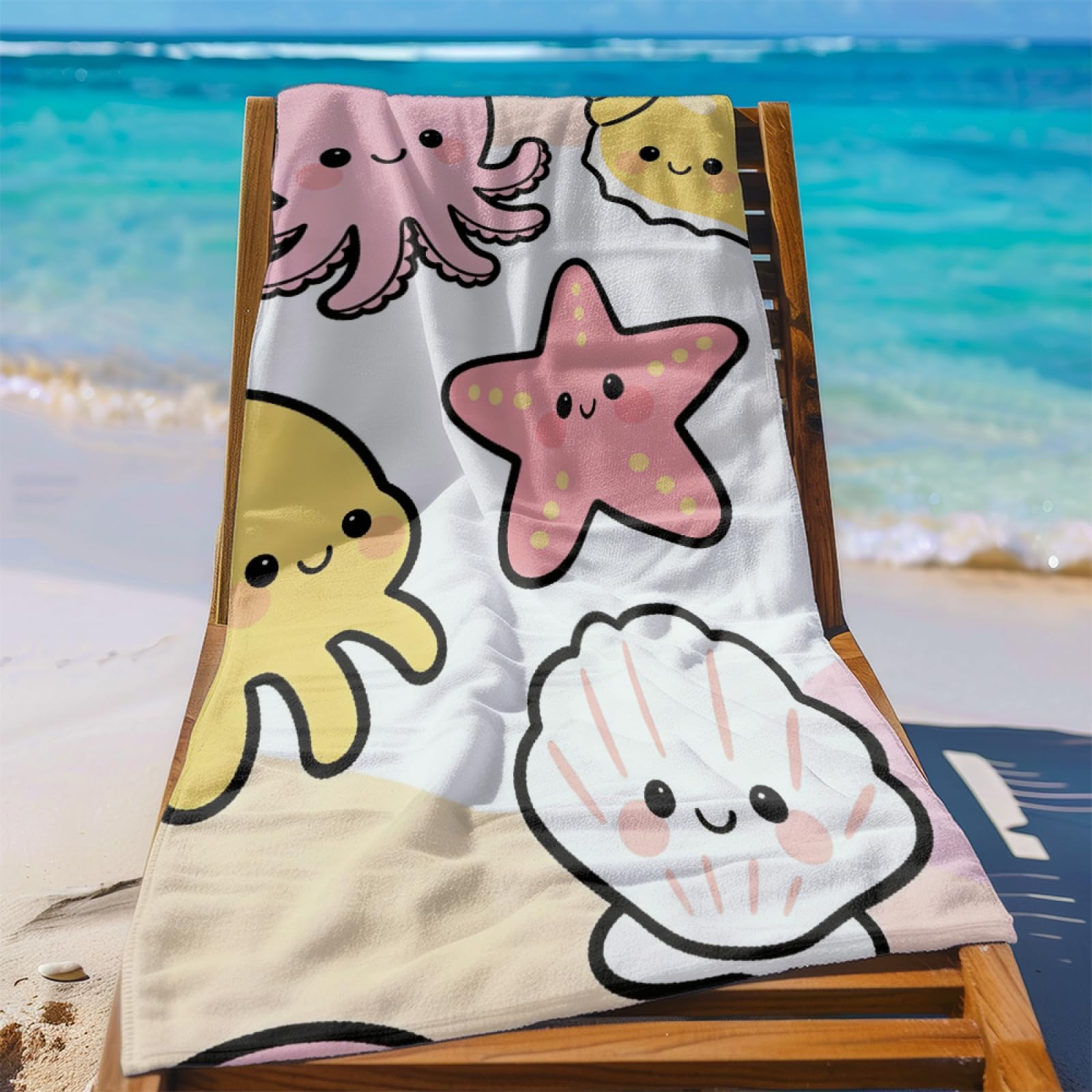 Fouta PlageShells De Plage Jaune Modèle Surdimensionné avec Diverses Tailles, Respirante et Portable, Parfaite pour Voyages Sorties Piscine et Usage Extérieur Quotidien 90x160 cm