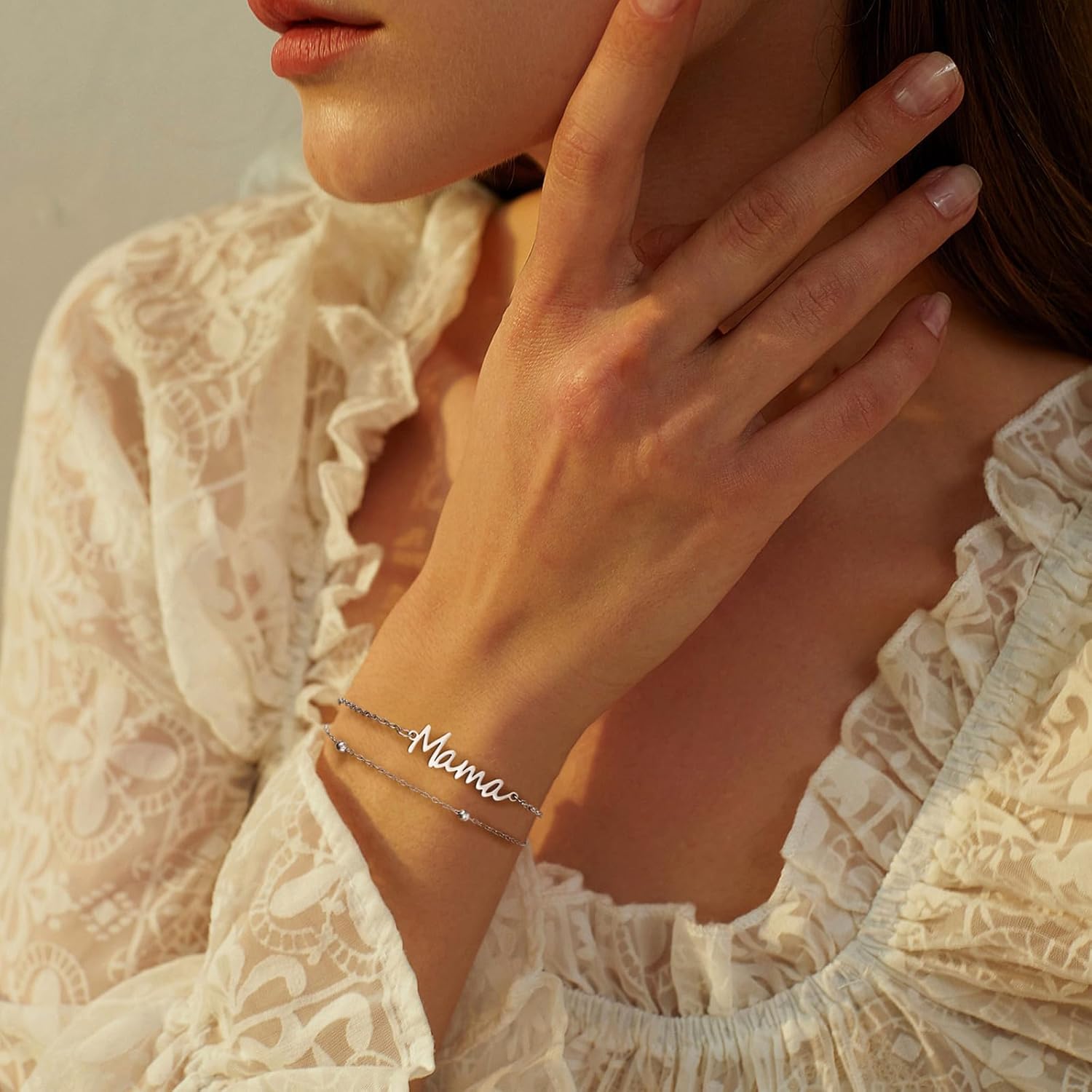 Mama Bracelets for Women 14K Gold Plated Dainty Mom bracelets Mother's Day for New Mom Women Mama Gifts - Image 2