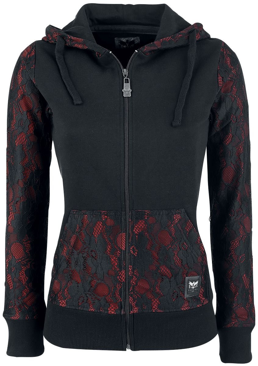Gothicana by EMP Damen schwarz-rote Kapuzenjacke mit Spitze
