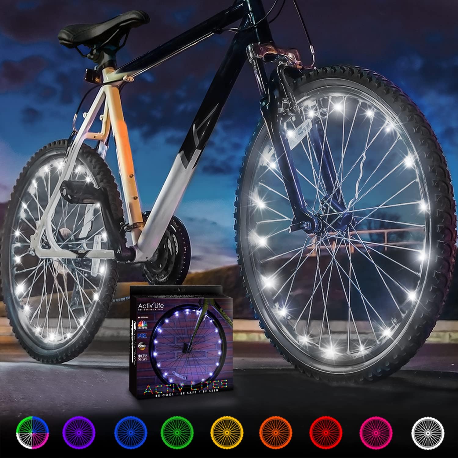Activ Life 2-Tire Pack LED Bike Wheel Lights with Batteries Included, Get 100% Brighter and Visible from All Angles for Ultimate Safety and Style