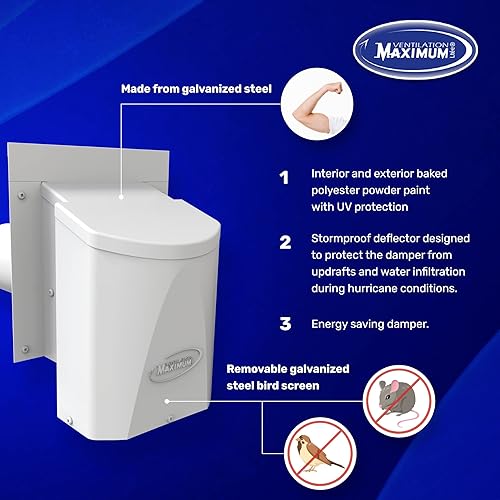 Miniatura 4 de Cubierta de salida de ventilación máxima para el hogar, 6 pulgadas, ventilador de baño de rango HVAC, cubierta de ventilación de pared de