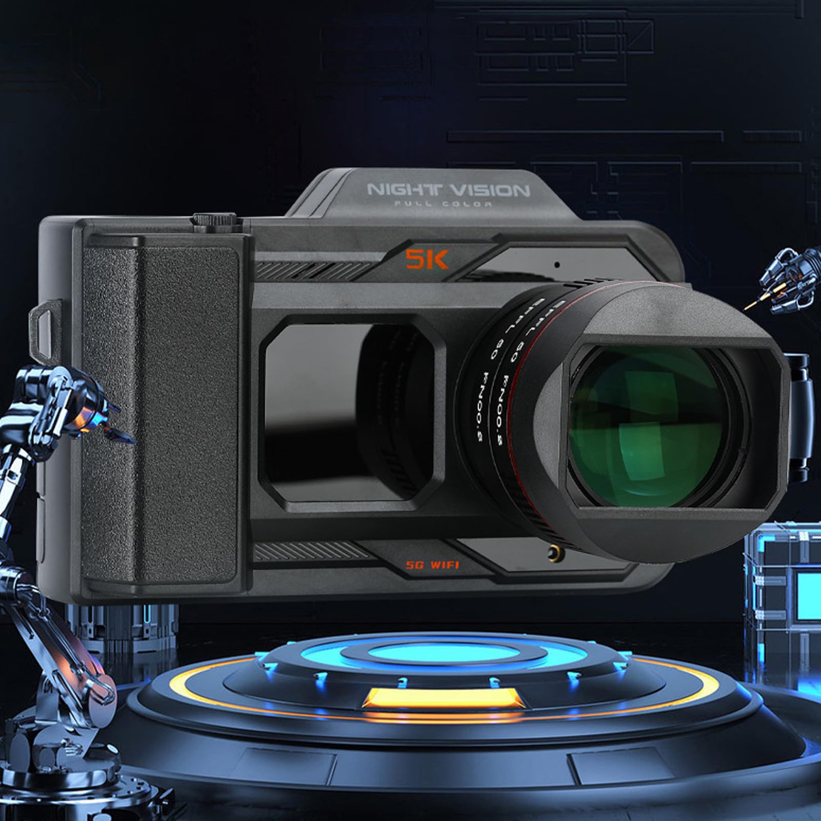 CCYLEZ Fotocamera Digitale 5K, Fotocamera Compatta con Visione Notturna IR e Schermo WiFi da 4 Pollici, Videocamera 4800mAh 50MP Messa a Fuoco Automatica Anti-vibrazione per Fotografia