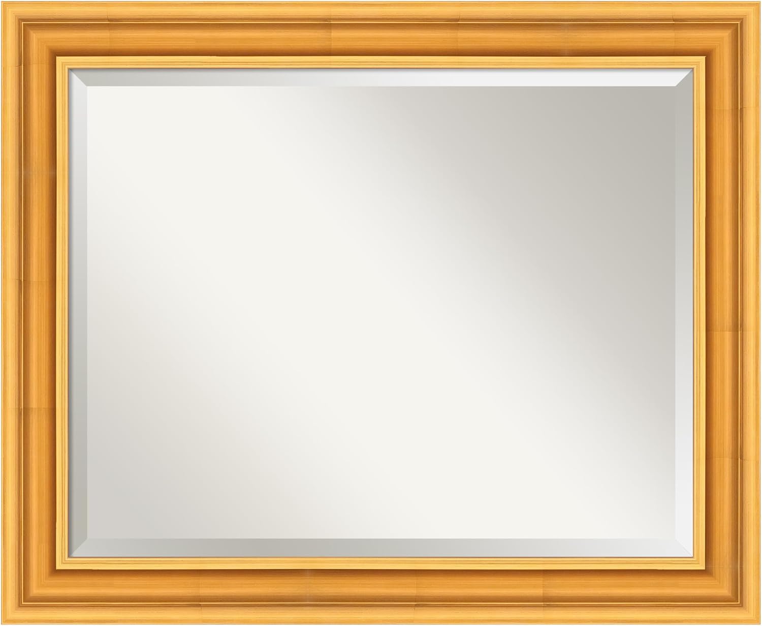 Amanti Art Gold Bathroom Mirror for Over Sink, 28x34 Sierra Gold Rectangle Vanity Mirror, Large Modern Wood Frame, Hangs Horizonally and Vertically, Bathroom Wall Decor, Beveled Edge