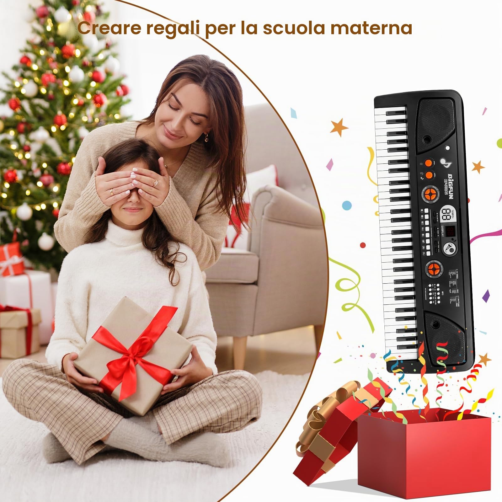 Pianola Scuola Media Bambini, Shayson Tastiera 61 Tasti con microfono | Elettronica Digitale Musicale Tastiera Multifunzione, Educativo, Regalo per Ragazzi Ragazze 3+Anni